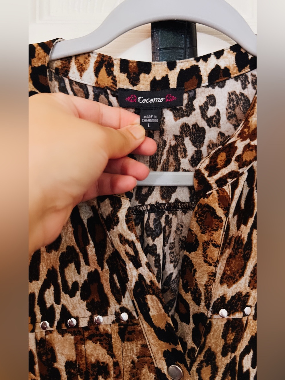 Cocomo Brown Leopard Print Button-Front Blouse - Picture 2 of 3